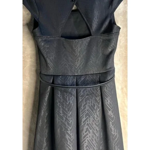 IZ BYER WOMENS VERSATILE BLACK PRINTED SCUBA KNIT SHORT SLEEVE DRESS BELT SIZE L - Picture 9 of 14